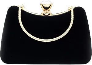 RAN Women Velvet Clutch with Rhinestone Crystal Clasp and Handle, Evening Handbags for Wedding Cocktail Party Banquet