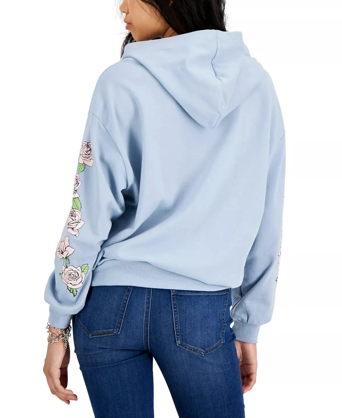 REBELLIOUS ONE - Rose-Graphic Pocket Hoodie