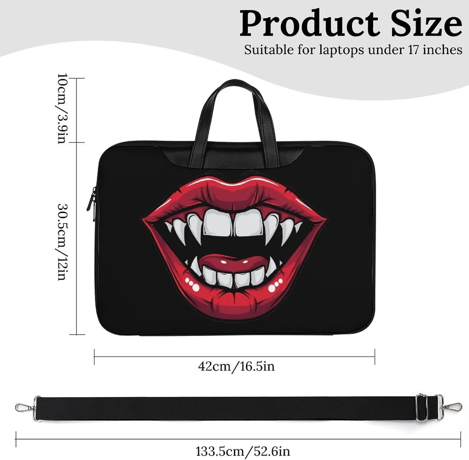 Red Clown Vampire Mouth Creepy Lips Laptop Tote Bag Waterproof Computer Carrying Case Business Office Briefcase