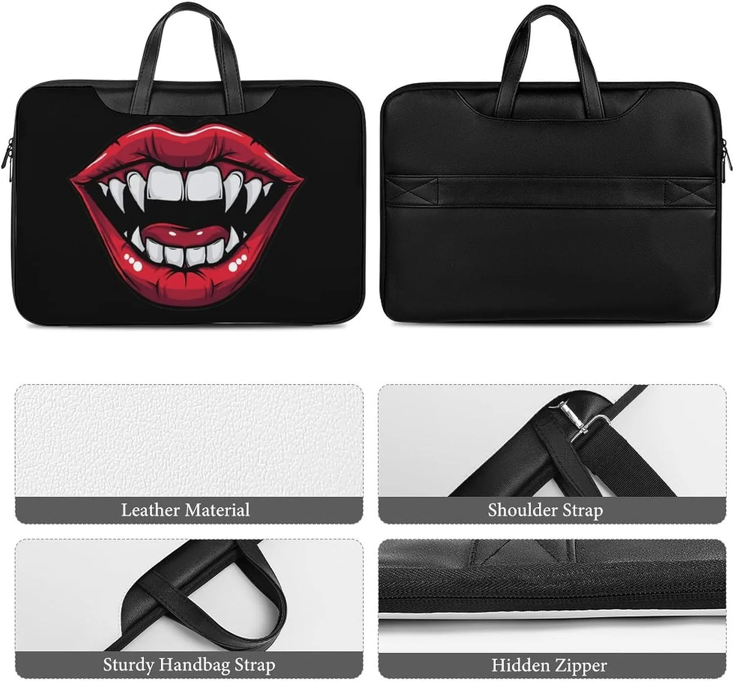 Red Clown Vampire Mouth Creepy Lips Laptop Tote Bag Waterproof Computer Carrying Case Business Office Briefcase