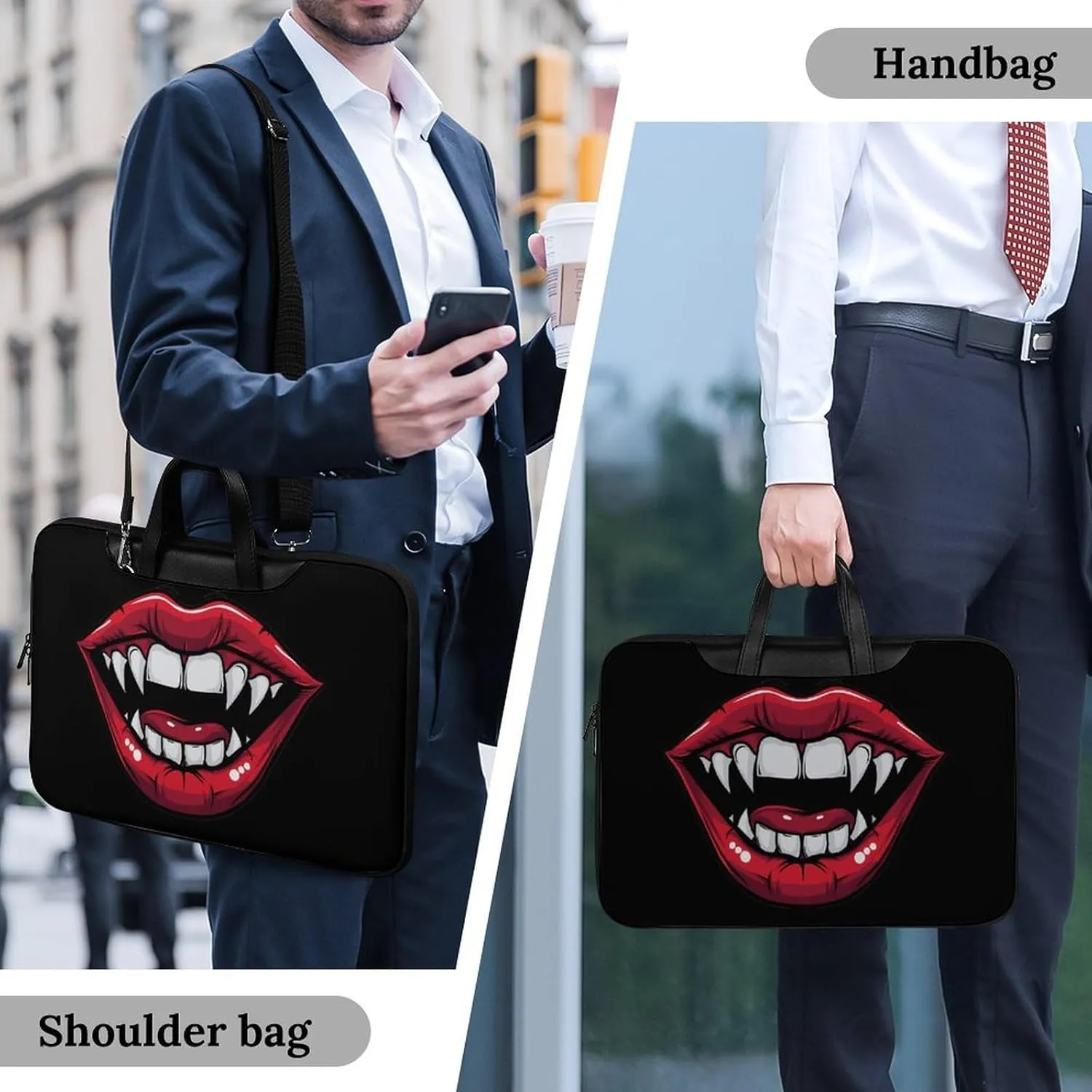 Red Clown Vampire Mouth Creepy Lips Laptop Tote Bag Waterproof Computer Carrying Case Business Office Briefcase
