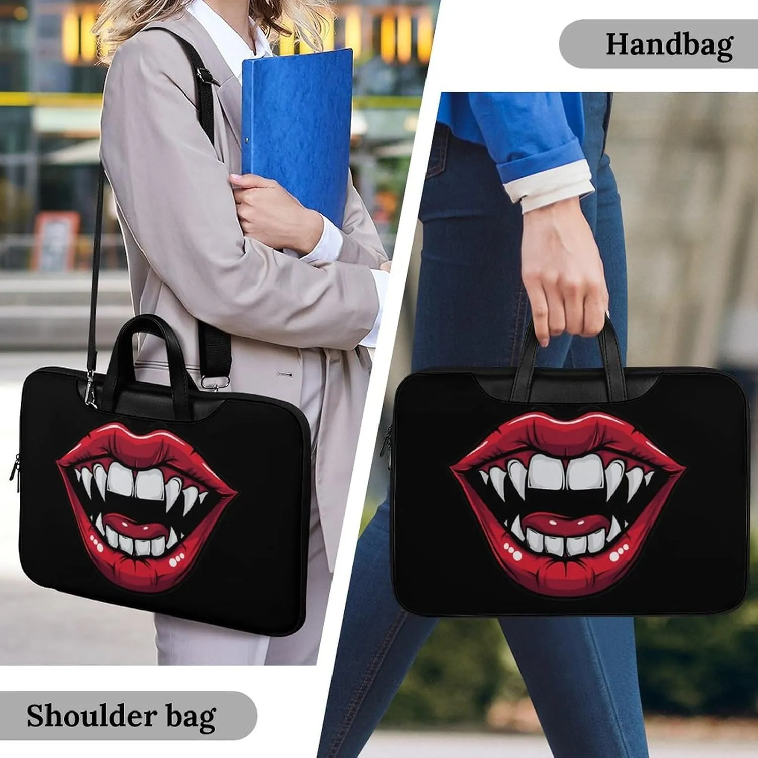 Red Clown Vampire Mouth Creepy Lips Laptop Tote Bag Waterproof Computer Carrying Case Business Office Briefcase