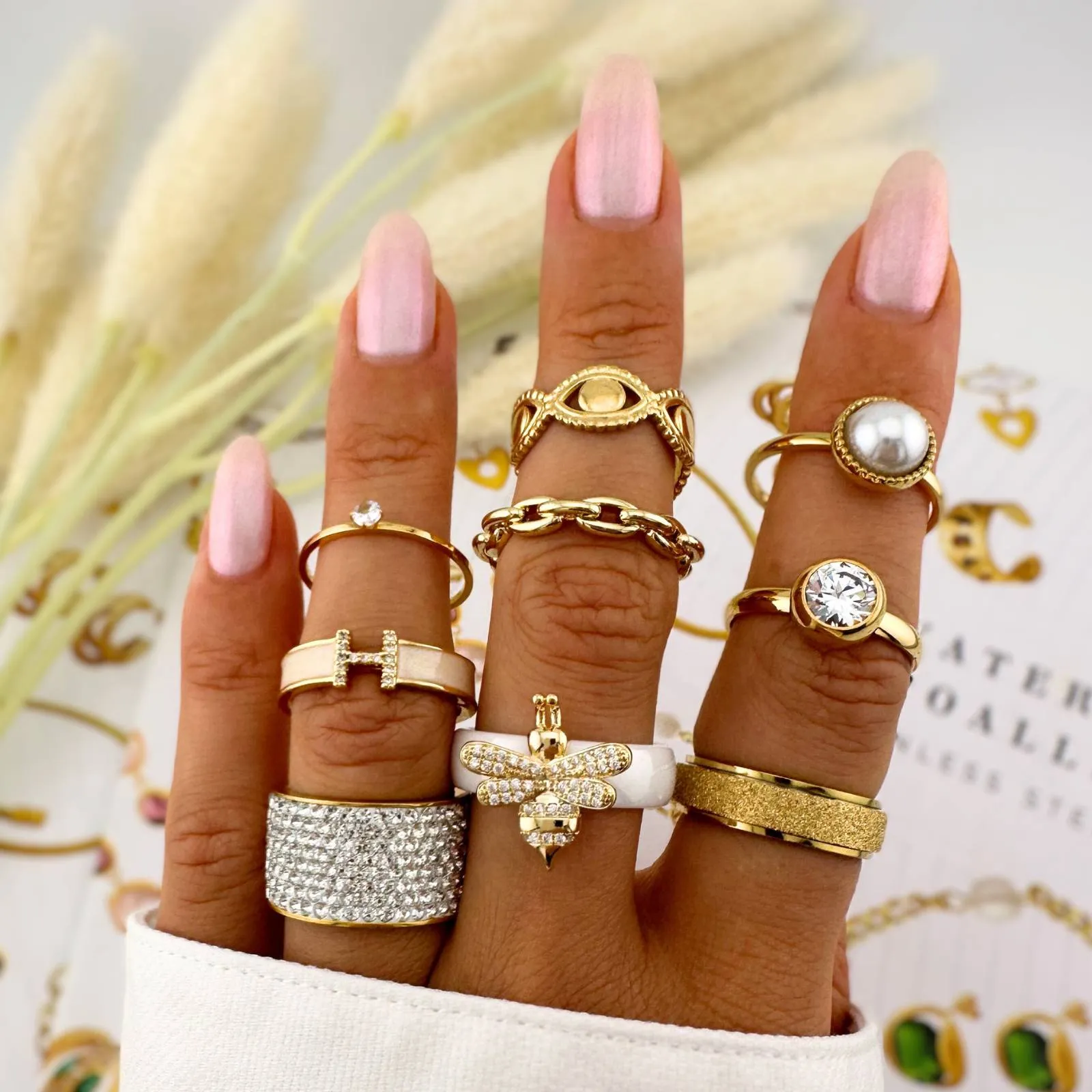 Reriti Intensity 18K gold plated Sand Polish Pipe Finger Ring