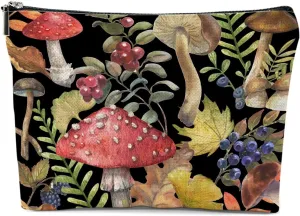 Retro Mushroom Makeup Bag, Mushroom Gifts Cosmetic Bag Mushroom Stuff Botanical Travel Pouch, Friendship Gifts for Women Girls Daughter Sisters Niece Friends Wife Bestie Graduation Birthday Gifts