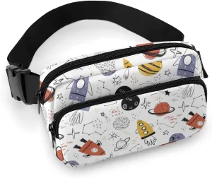 Rockets Planets Fanny Packs for Women & Men Crossbody Bags Fashion Belt Bag with Adjustable Strap, Waist Packs Sling Bag for Cycling Running Hiking