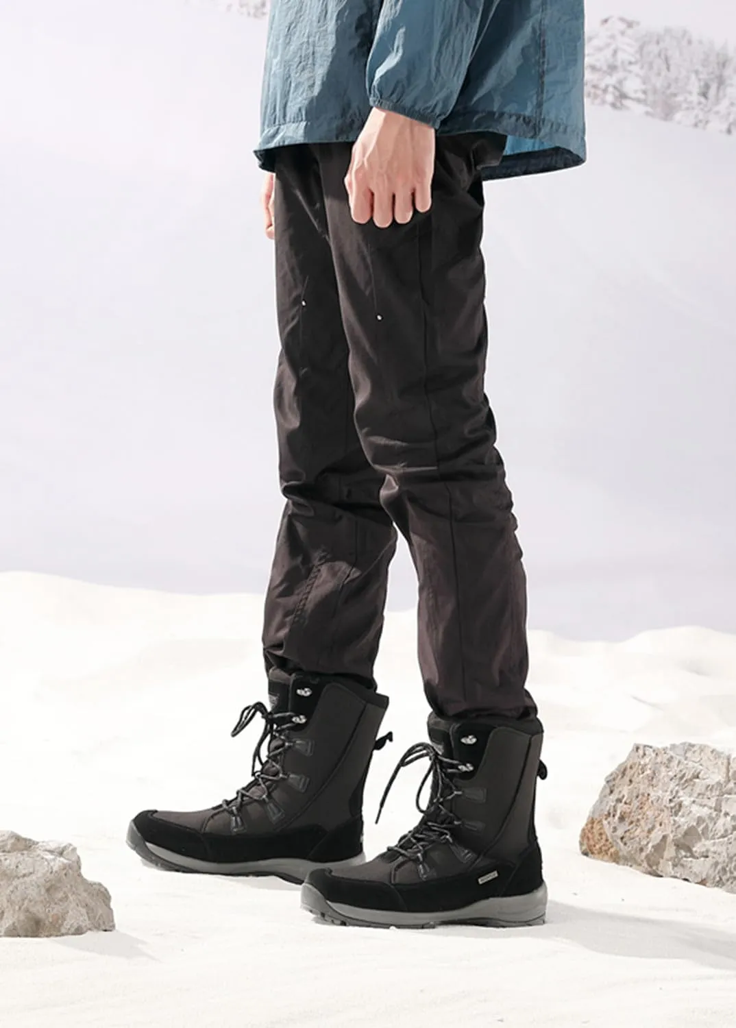 ROCKMARK Mens Winter Mid-Calf Snow Boots Fur Lined Warm Waterproof Slip On Outdoor Athletic Snow Boots
