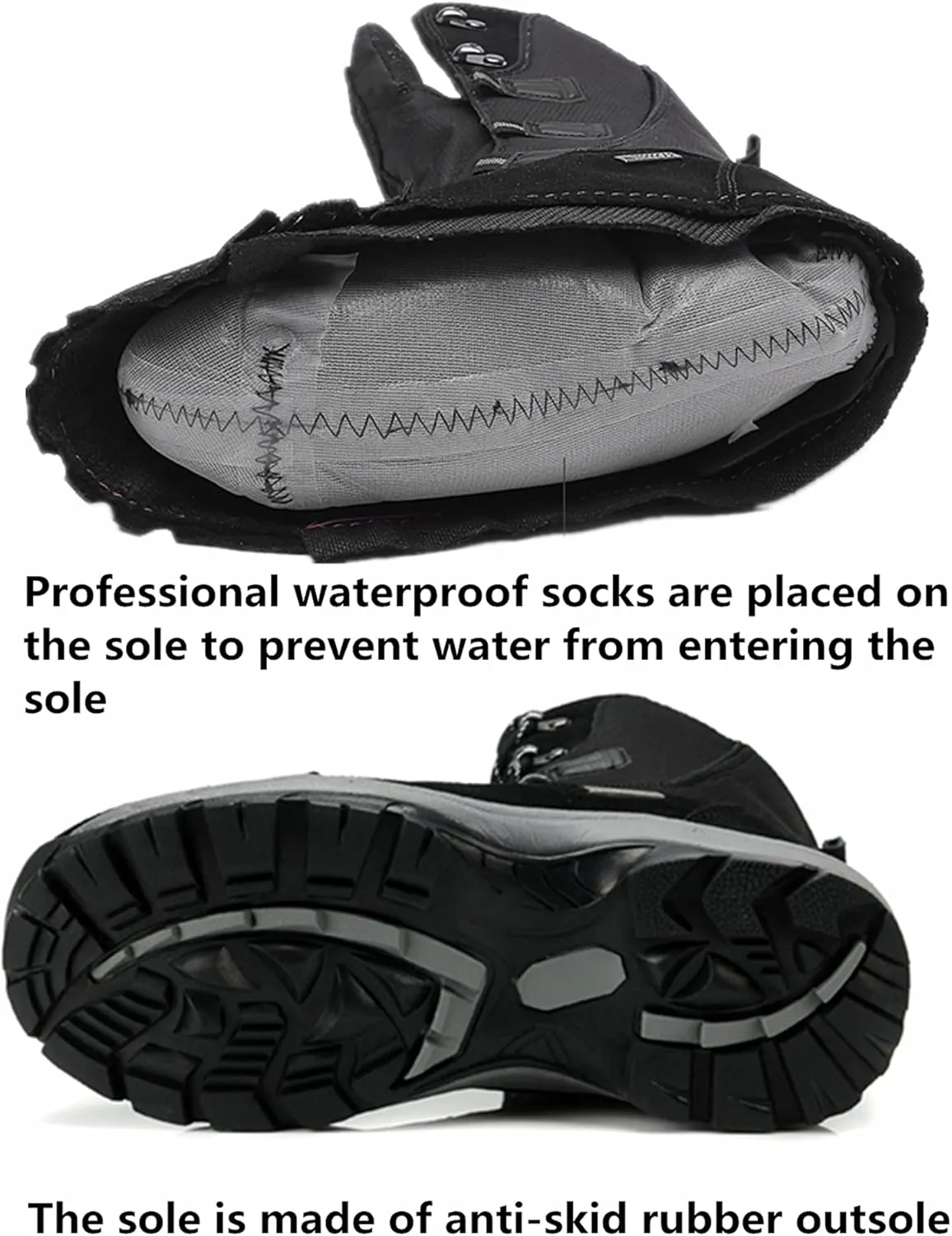 ROCKMARK Mens Winter Mid-Calf Snow Boots Fur Lined Warm Waterproof Slip On Outdoor Athletic Snow Boots