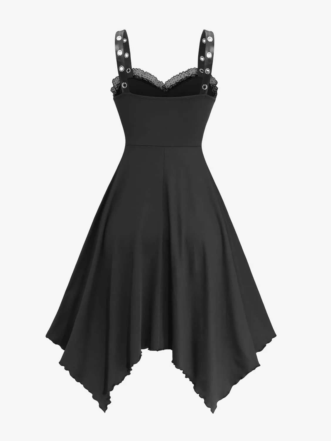 Rosegal Plus Size Gothic Midi Handkerchief Hem Sleeveless Flowy Dress
