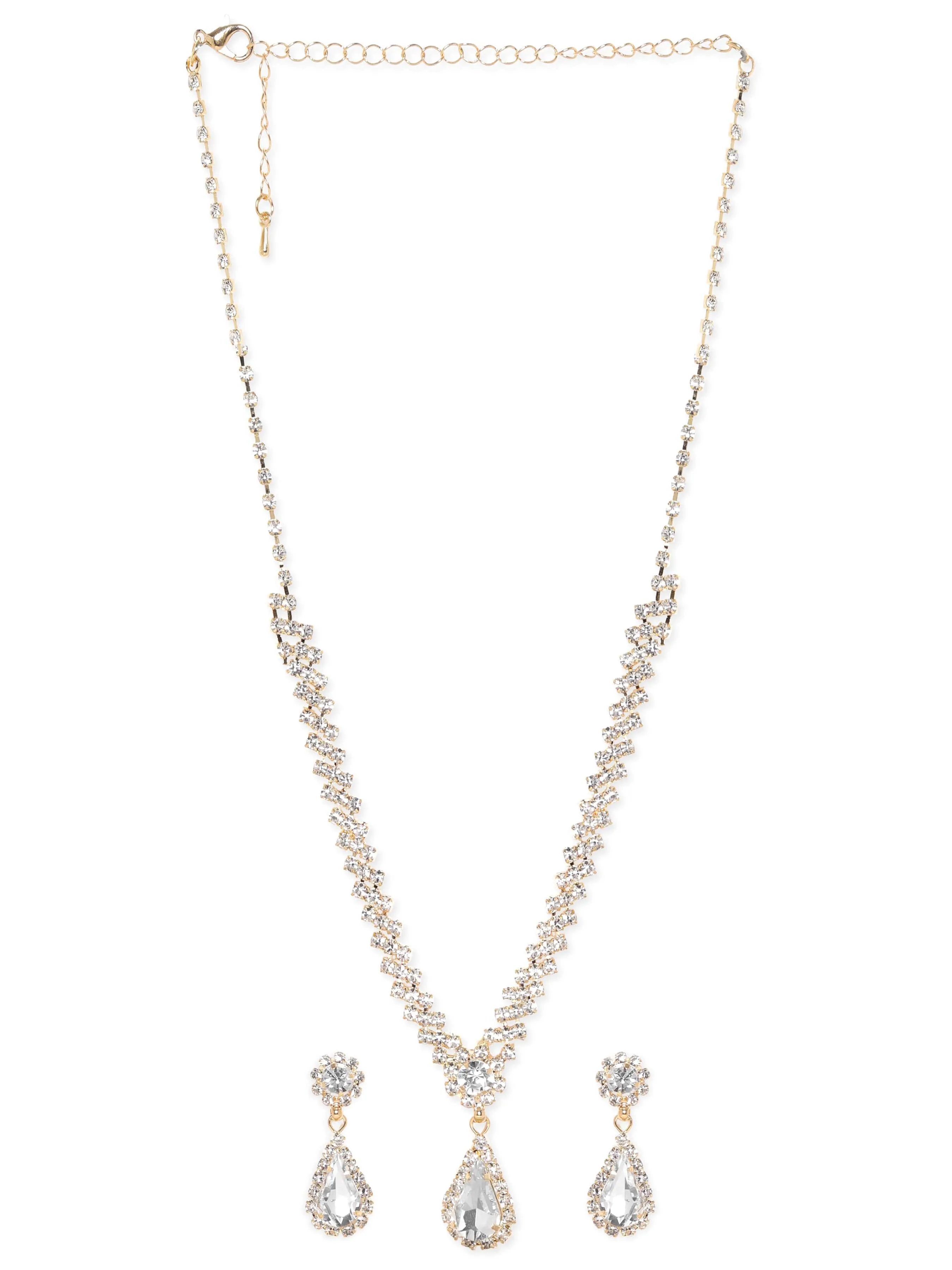 Rubans Gleaming Elegance Gold-Tone Zircon Jewellery Set