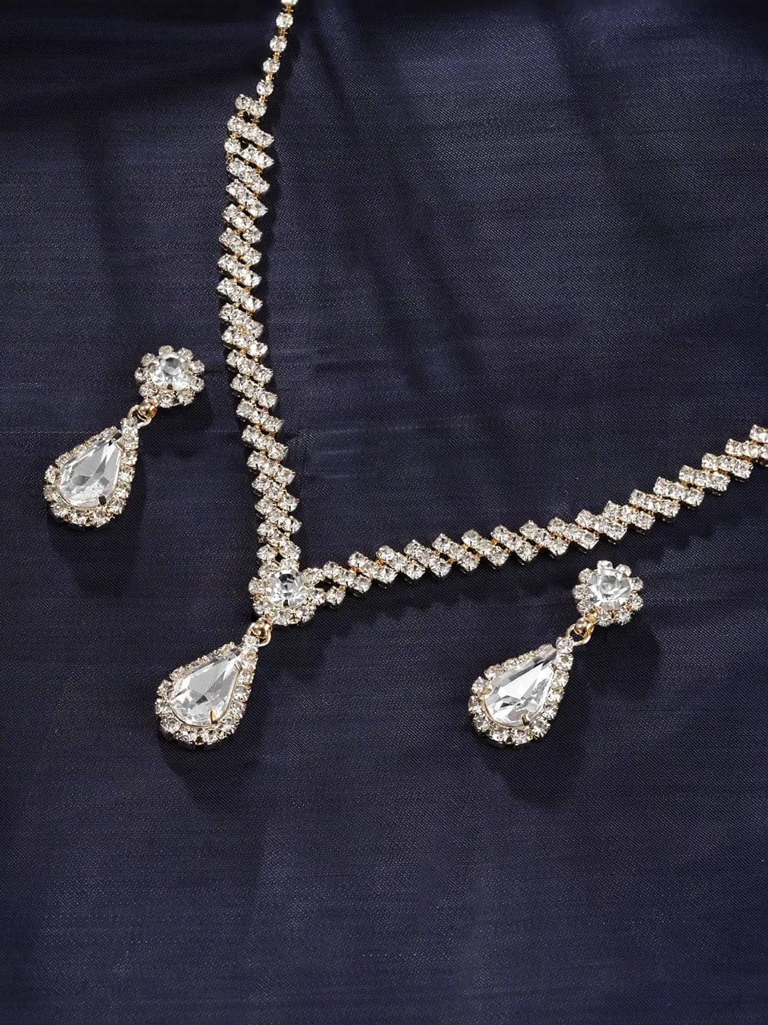 Rubans Gleaming Elegance Gold-Tone Zircon Jewellery Set