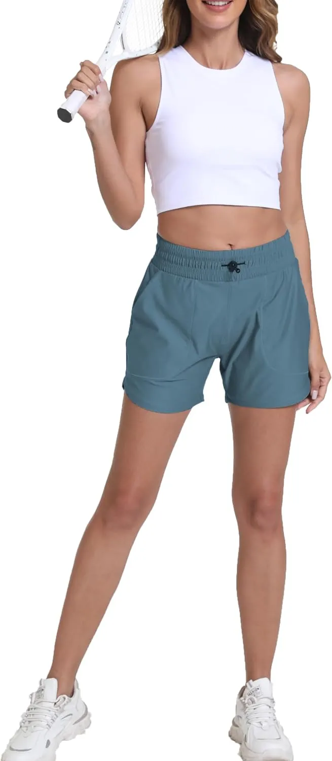 Running Shorts for Women with Liner Athletic Sport Pants Lightweight Gym Workout Shorts with Pockets