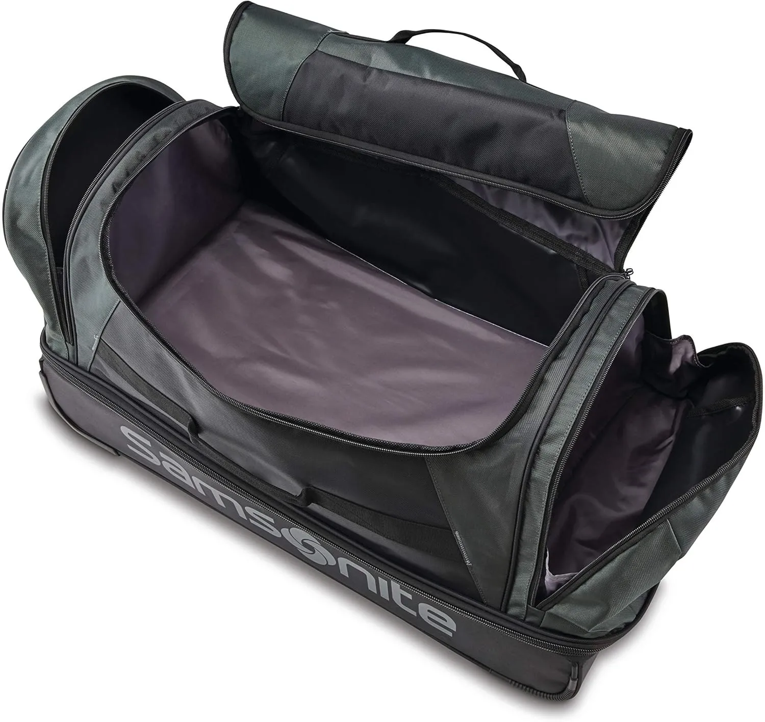 Samsonite Andante 2 Wheeled Duffel Bag  22-Inch Durable Rolling Luggage with Inline Skate Wheels, Push-Button Handle & Spacious Compartments  Travel-Friendly and Lightweight - Moss Green/Black