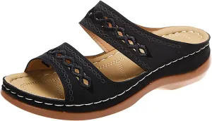 Sandals for Women 2025 Solid Color Fashion Hollow Orthopedic Sandals for Women Open Toe Platform Wedge Summer Slides