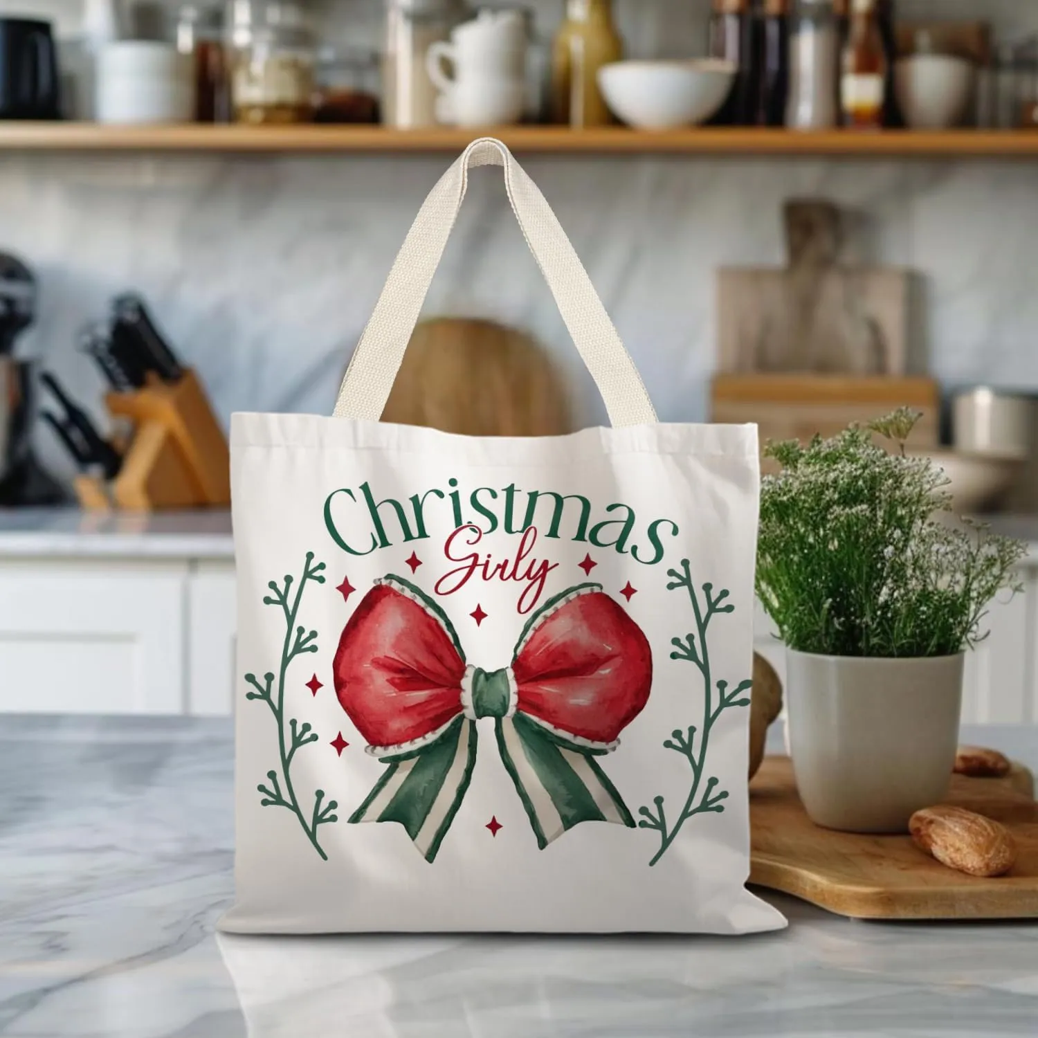 Santa Claus dogs cats cows Christmas Tote Bags for Woman,Reusable Grocery Bags Shopping Bags