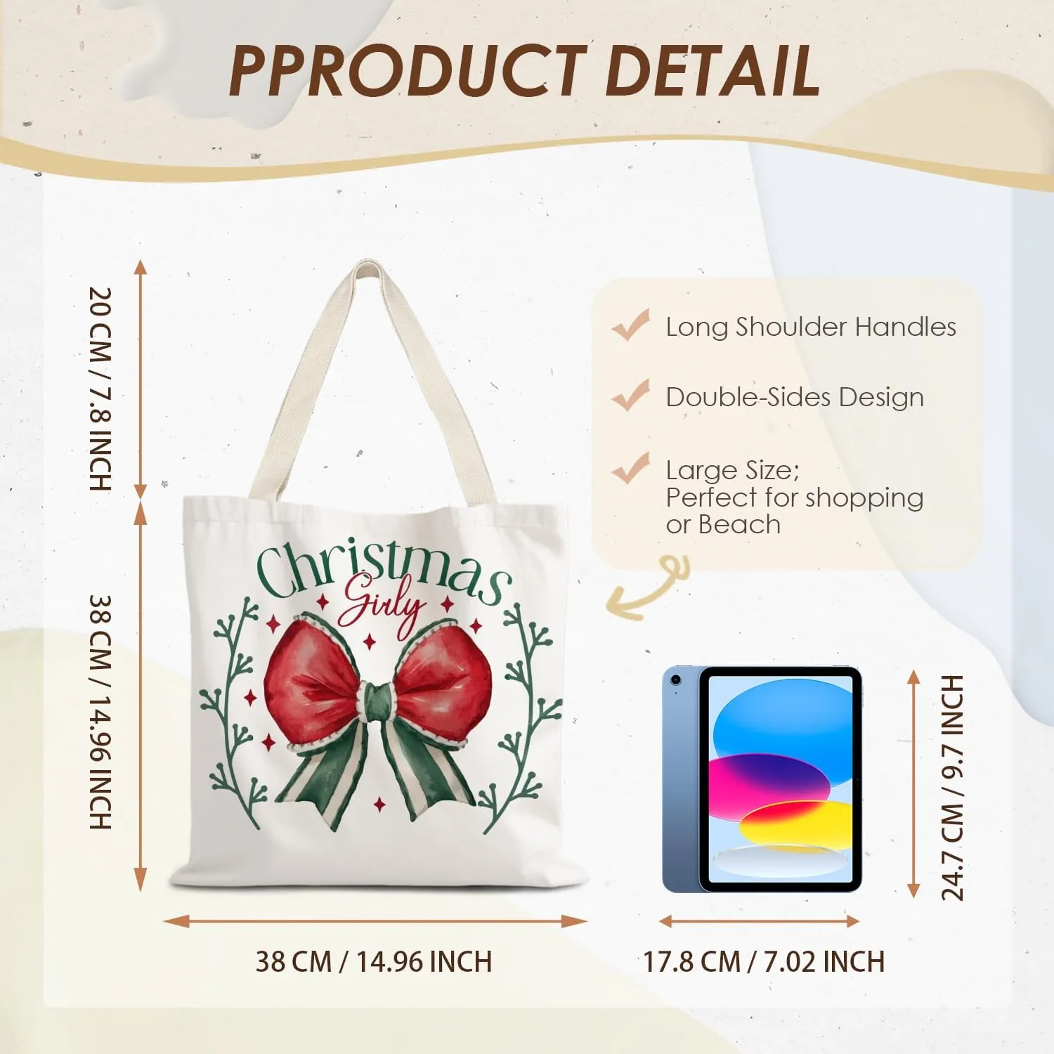 Santa Claus dogs cats cows Christmas Tote Bags for Woman,Reusable Grocery Bags Shopping Bags