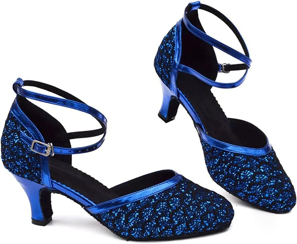 Sequin Women's Suede Sole Party Wedding Shoes Practice Ballroom Dance Shoes for 1920S