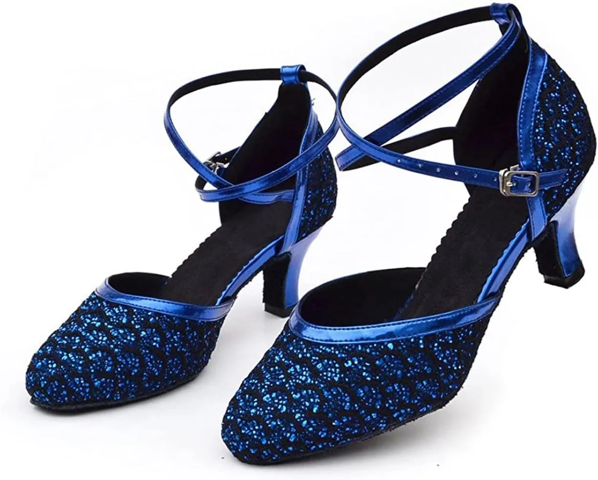 Sequin Women's Suede Sole Party Wedding Shoes Practice Ballroom Dance Shoes for 1920S