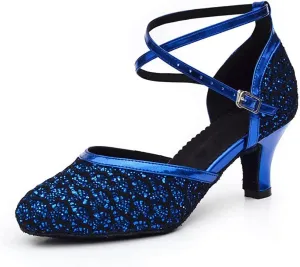 Sequin Women's Suede Sole Party Wedding Shoes Practice Ballroom Dance Shoes for 1920S