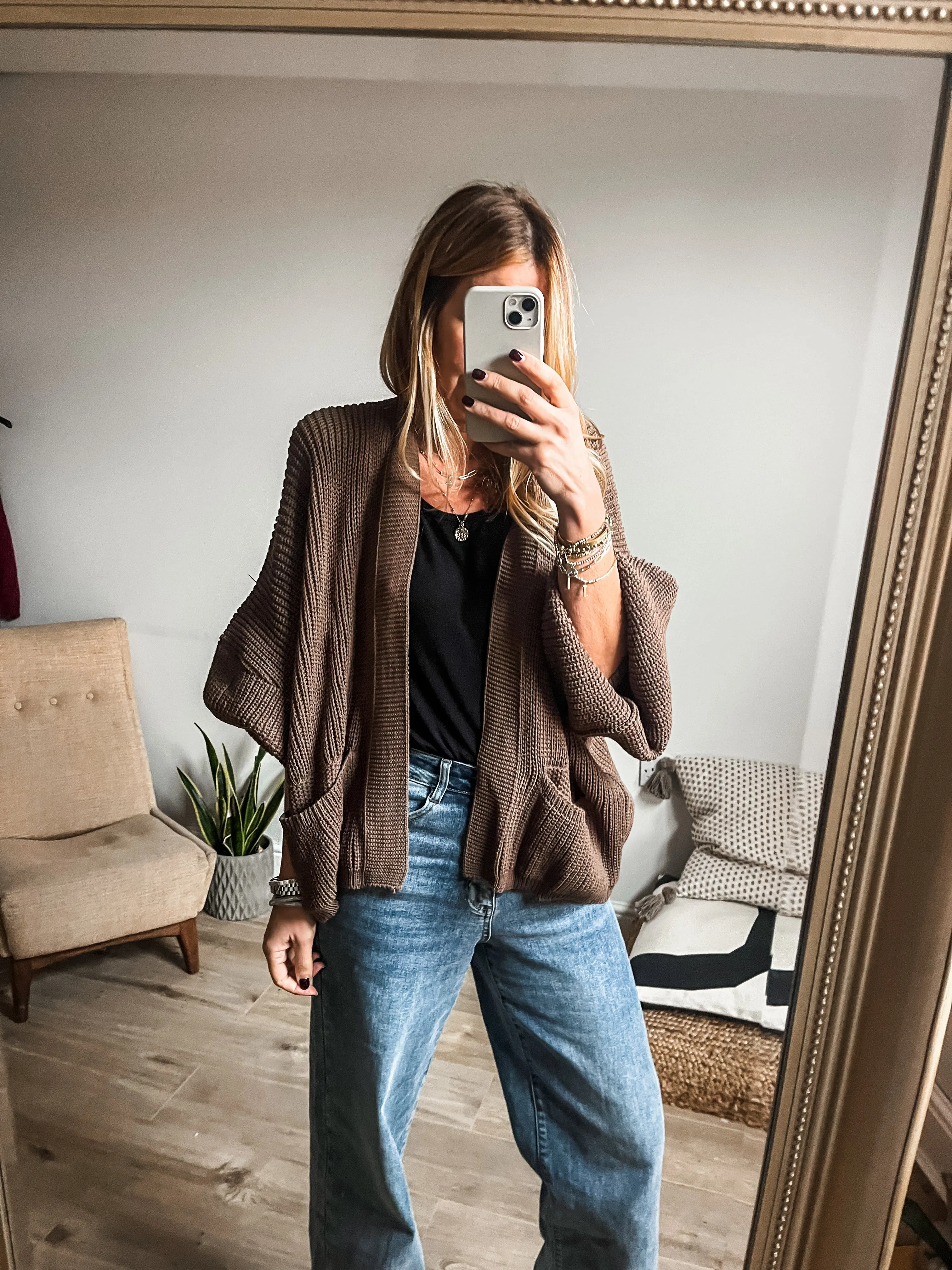 Short Balloon Sleeve Cardigan