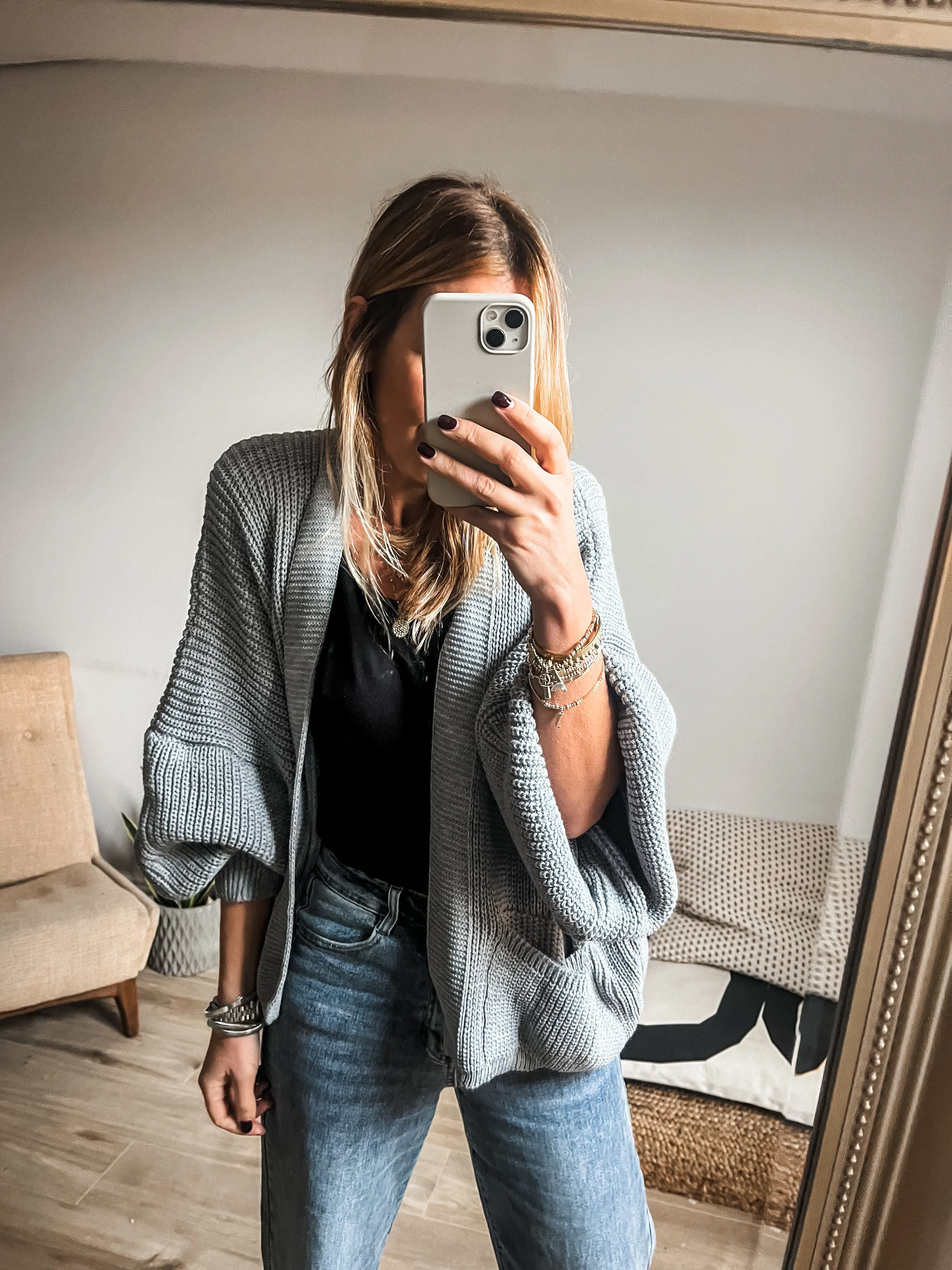 Short Balloon Sleeve Cardigan