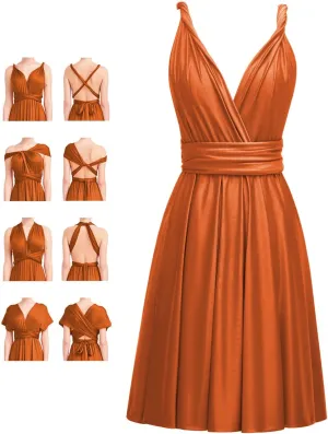 Short Infinity Dress with Bandeau Convertible Multiway Twist Wrap Knee Length Bridesmaid Dresses for Women