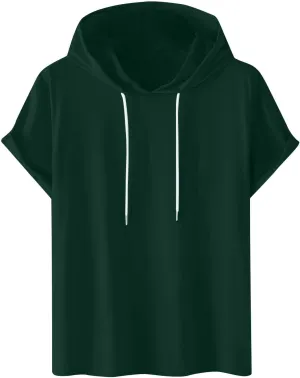Short Sleeve Hoodies for Men Gym Workout Sweatshirt Lightweight Athletic Pullover Plus Size Hooded T Shirt Active Tops