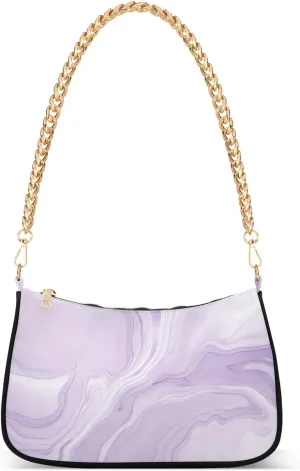 Shoulder Bag for Women Abstract Purple Liquid Marble Hobo Purses Handbags for Women with Chain Strap