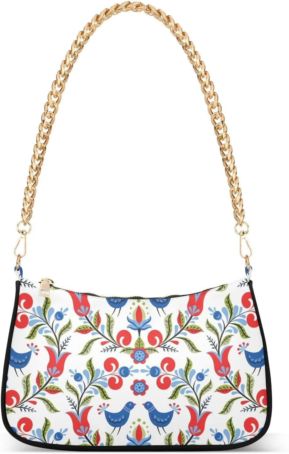 Shoulder Bag for Women Birds and Flower Hobo Purses Handbags for Women with Chain Strap
