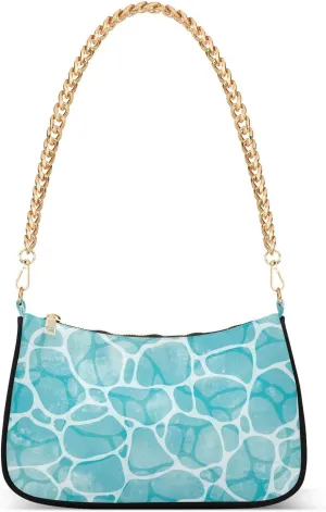 Shoulder Bag for Women Blue Swimming Pool Water Surface Hobo Purses Handbags for Women with Chain Strap