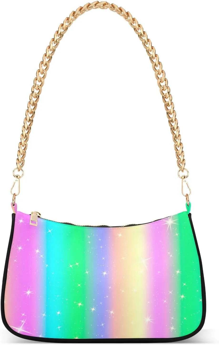 Shoulder Bag for Women Bright Rainbow Hobo Purses Handbags for Women with Chain Strap