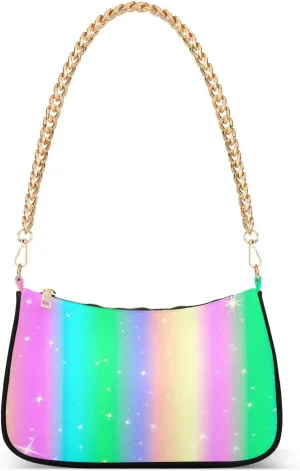 Shoulder Bag for Women Bright Rainbow Hobo Purses Handbags for Women with Chain Strap
