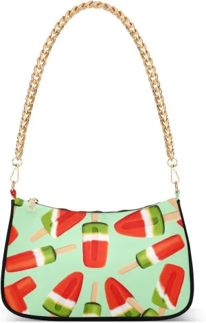 Shoulder Bag for Women Bright Red Watermelon Popsicles Hobo Purses Handbags for Women with Chain Strap