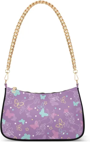 Shoulder Bag for Women Butterfly on Purple Hobo Purses Handbags for Women with Chain Strap