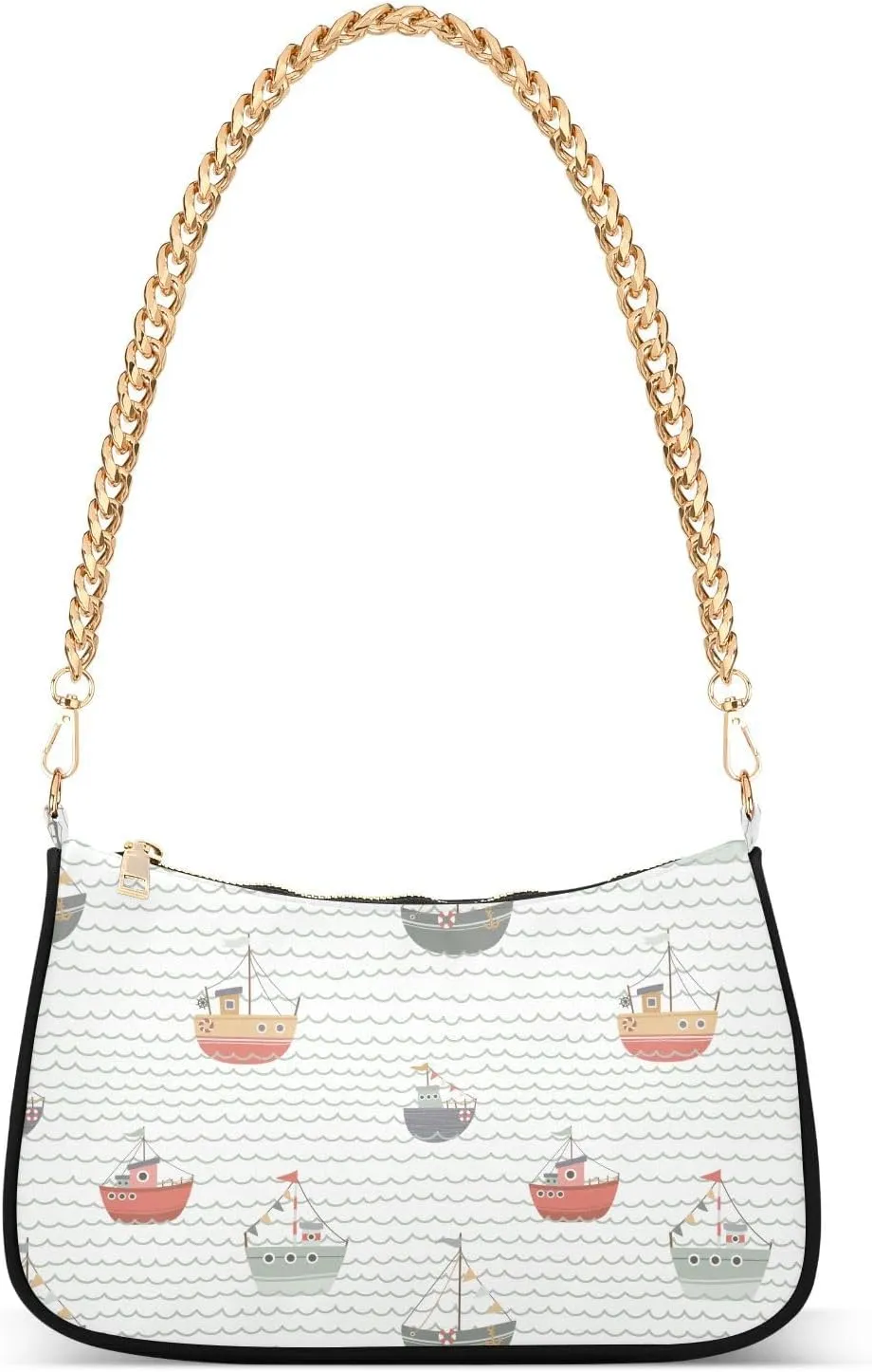 Shoulder Bag for Women Cute Marine Ships Hobo Purses Handbags for Women with Chain Strap