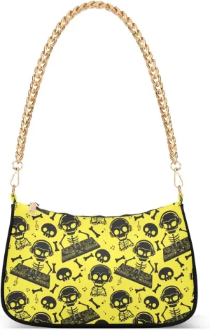 Shoulder Bag for Women Doodle Skulls Hobo Purses Handbags for Women with Chain Strap