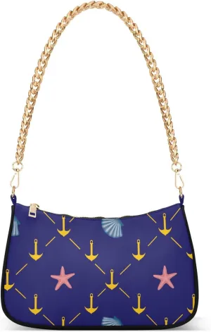 Shoulder Bag for Women Marine Anchor Starfish Shell Hobo Purses Handbags for Women with Chain Strap