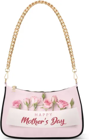 Shoulder Bag for Women Mothers Day Rose Flowers Hobo Purses Handbags for Women with Chain Strap