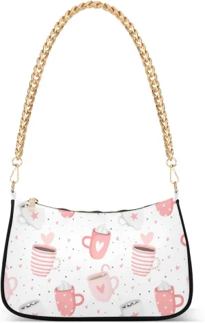 Shoulder Bag for Women Mugs Hearts Hobo Purses Handbags for Women with Chain Strap