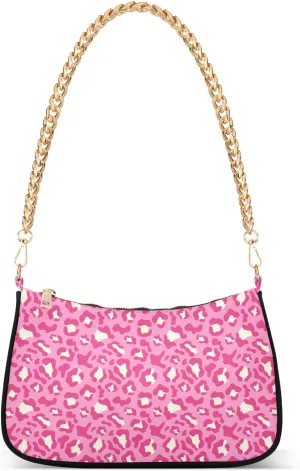 Shoulder Bag for Women Pink Leopard Prints Hobo Purses Handbags for Women with Chain Strap