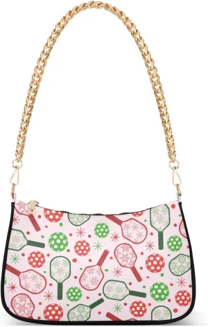 Shoulder Bag for Women Red and Green Pickleballs Hobo Purses Handbags for Women with Chain Strap