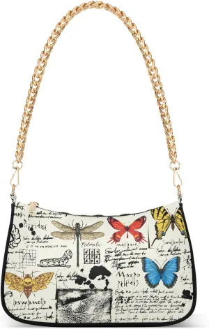 Shoulder Bag for Women Retro Butterflies Hobo Purses Handbags for Women with Chain Strap