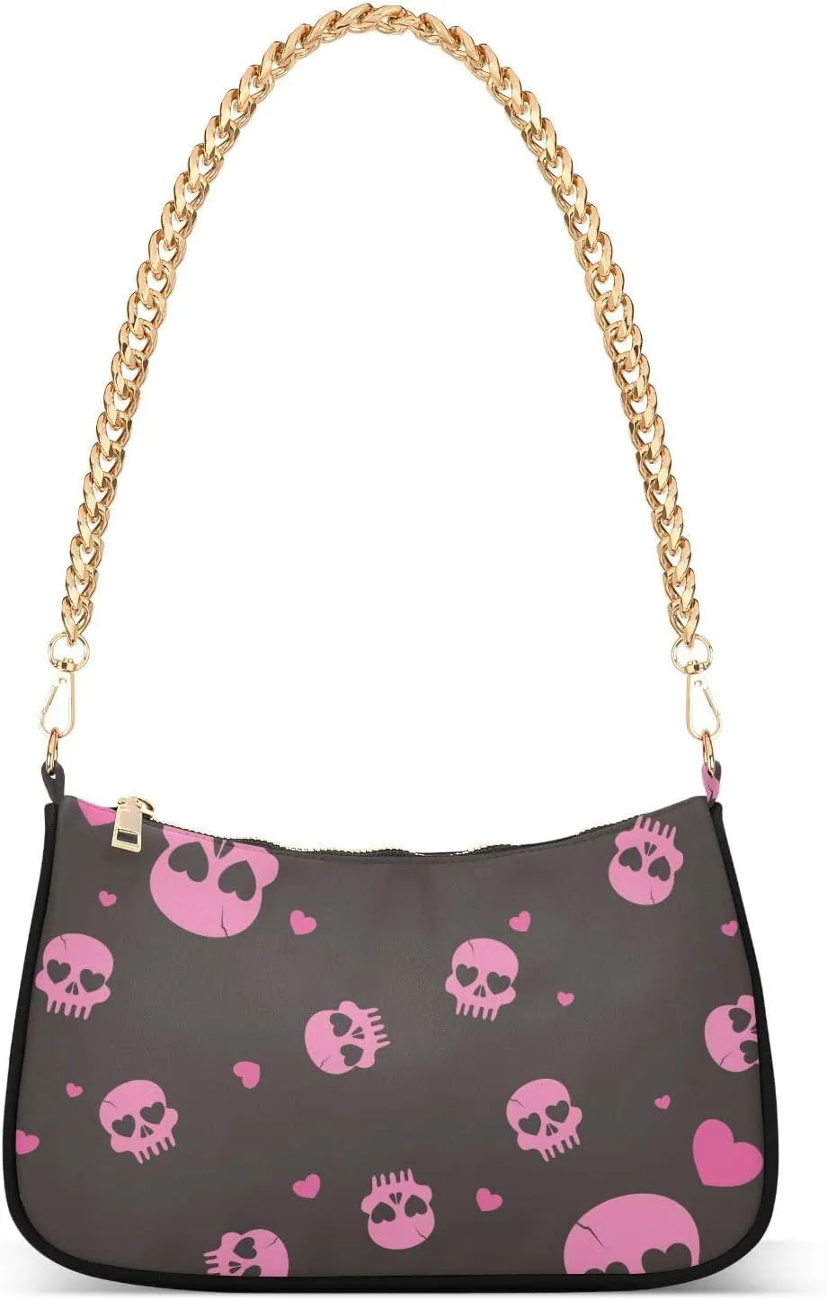 Shoulder Bag for Women Skulls Pink Hobo Purses Handbags for Women with Chain Strap