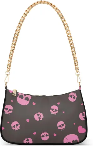 Shoulder Bag for Women Skulls Pink Hobo Purses Handbags for Women with Chain Strap