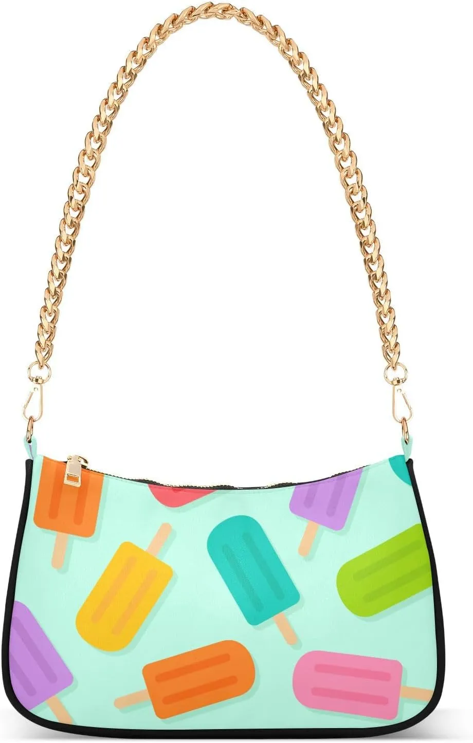 Shoulder Bag for Women Summer Colorful Popsicles Hobo Purses Handbags for Women with Chain Strap