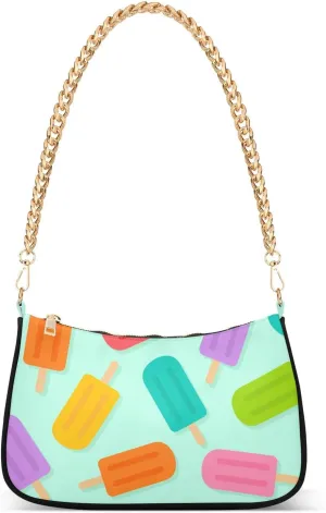 Shoulder Bag for Women Summer Colorful Popsicles Hobo Purses Handbags for Women with Chain Strap