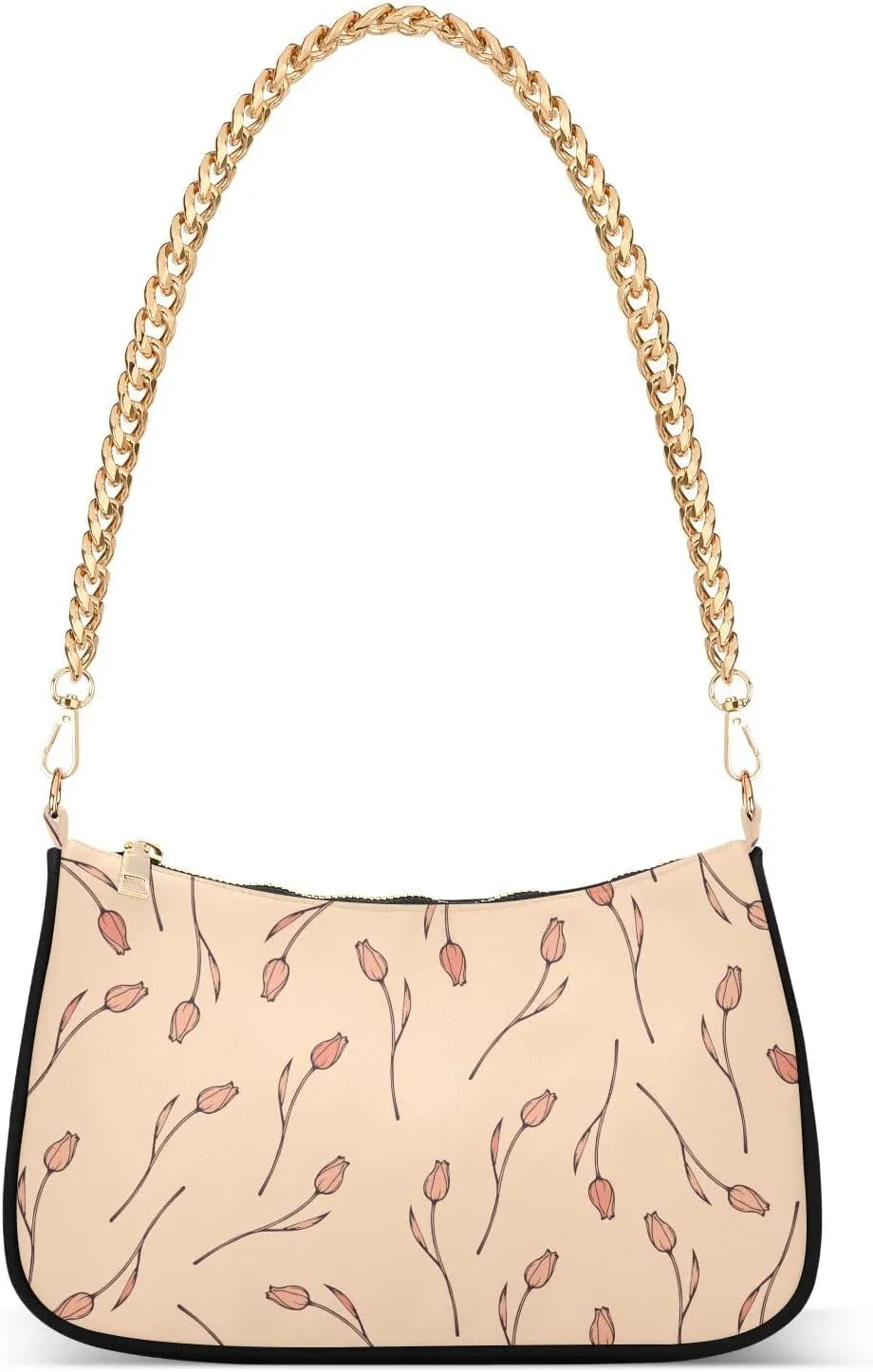 Shoulder Bag for Women Vintage Tulip Flowers Hobo Purses Handbags for Women with Chain Strap