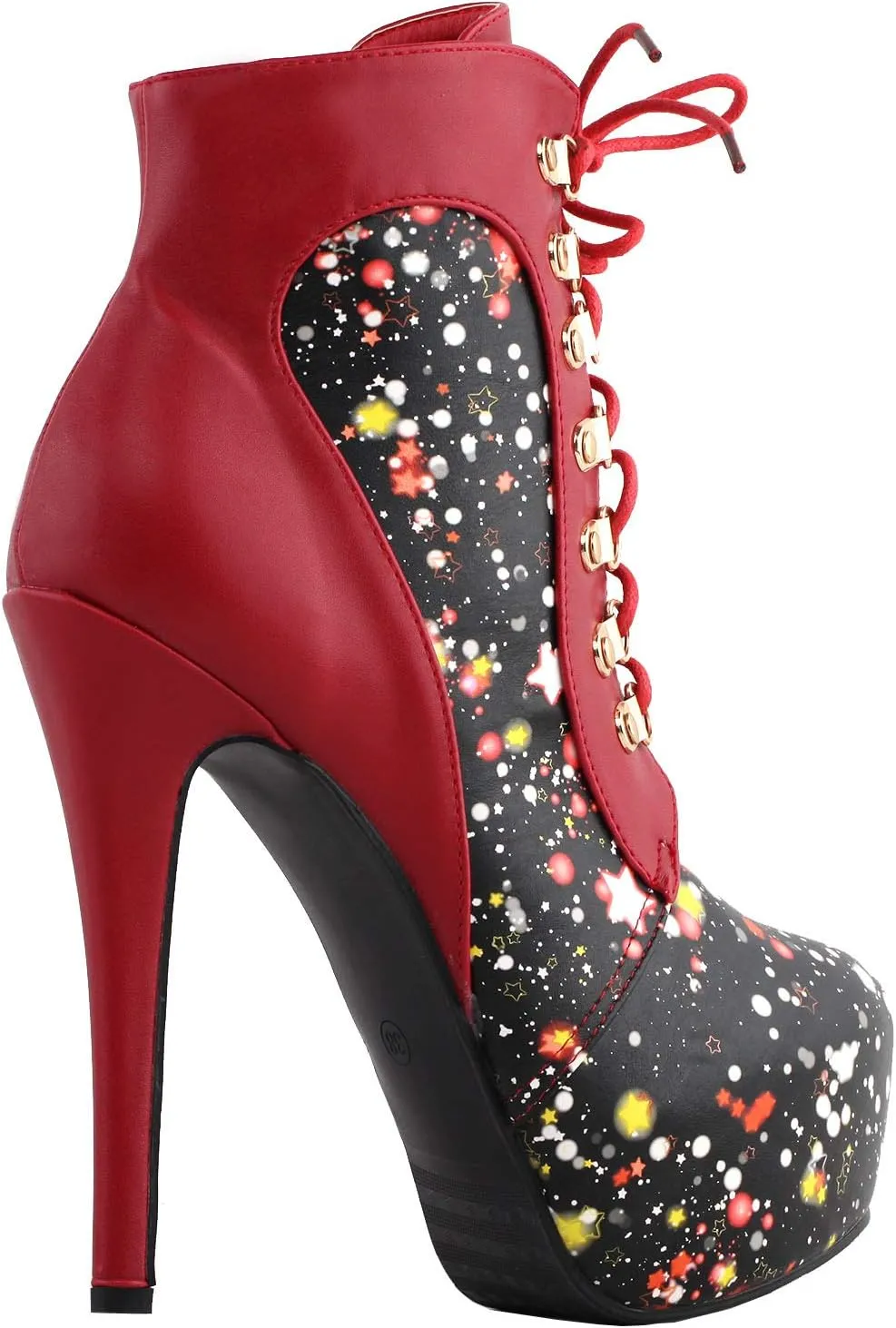 SHOW STORY Black/Pink/Purple Lace Up Stiletto Heel Gothic Ankle Boots,LF80831