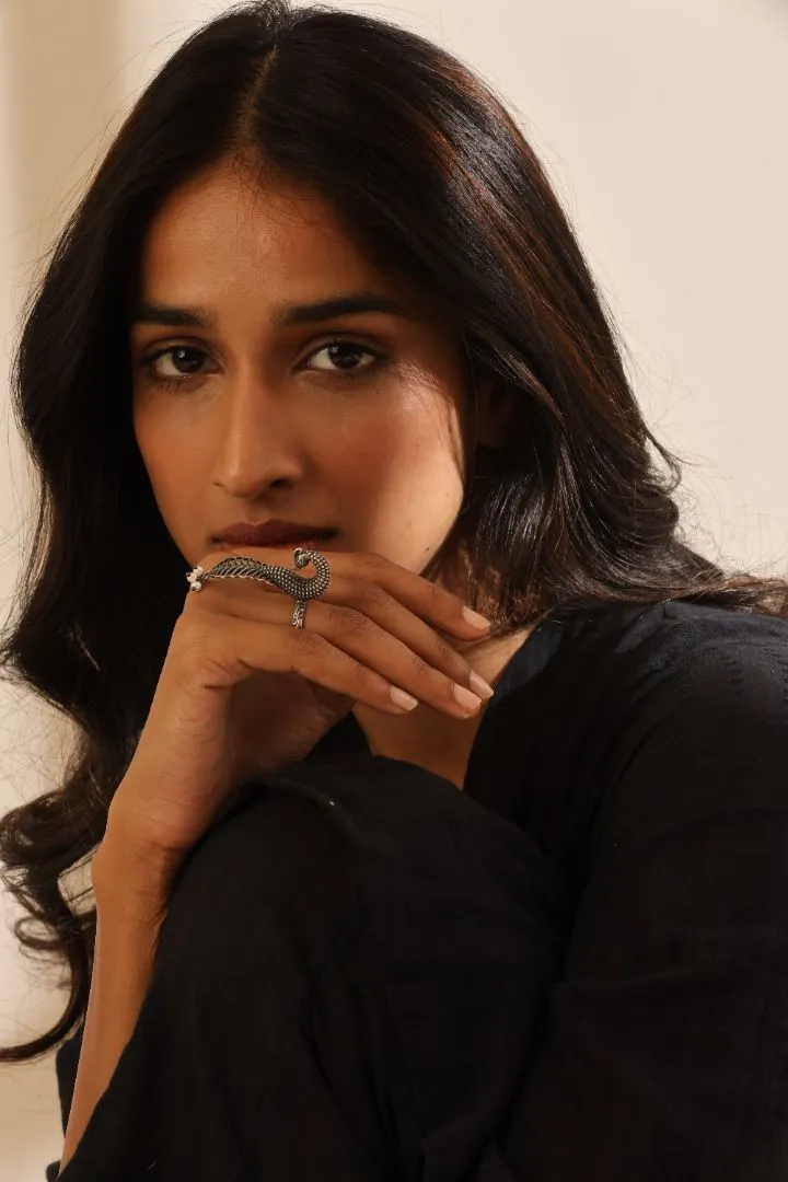 Silver-Plated Peacock Ring