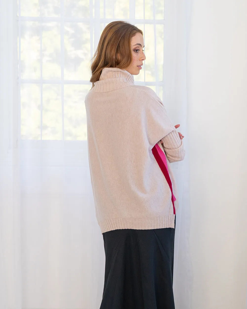 Sinead Roll Neck Knit - Blush Speed Stripe