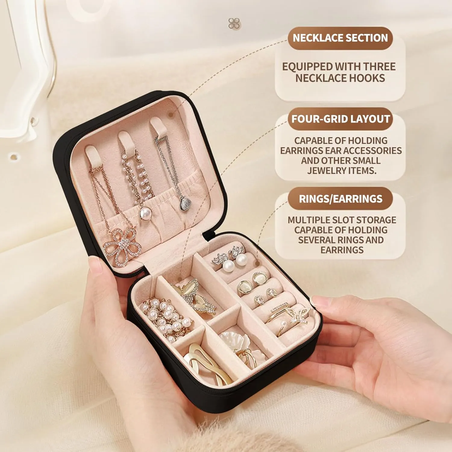 Small Jewelry Box Travel Jewelry Case Portable PU Leather for Girls Women Jewelry Organizer with Mirror, Storage Earring, Necklace, Rings, Neon Butterfly